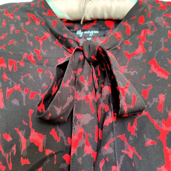 Lily Morgan Small Red / Black Button down blouse - Picture 2 of 4